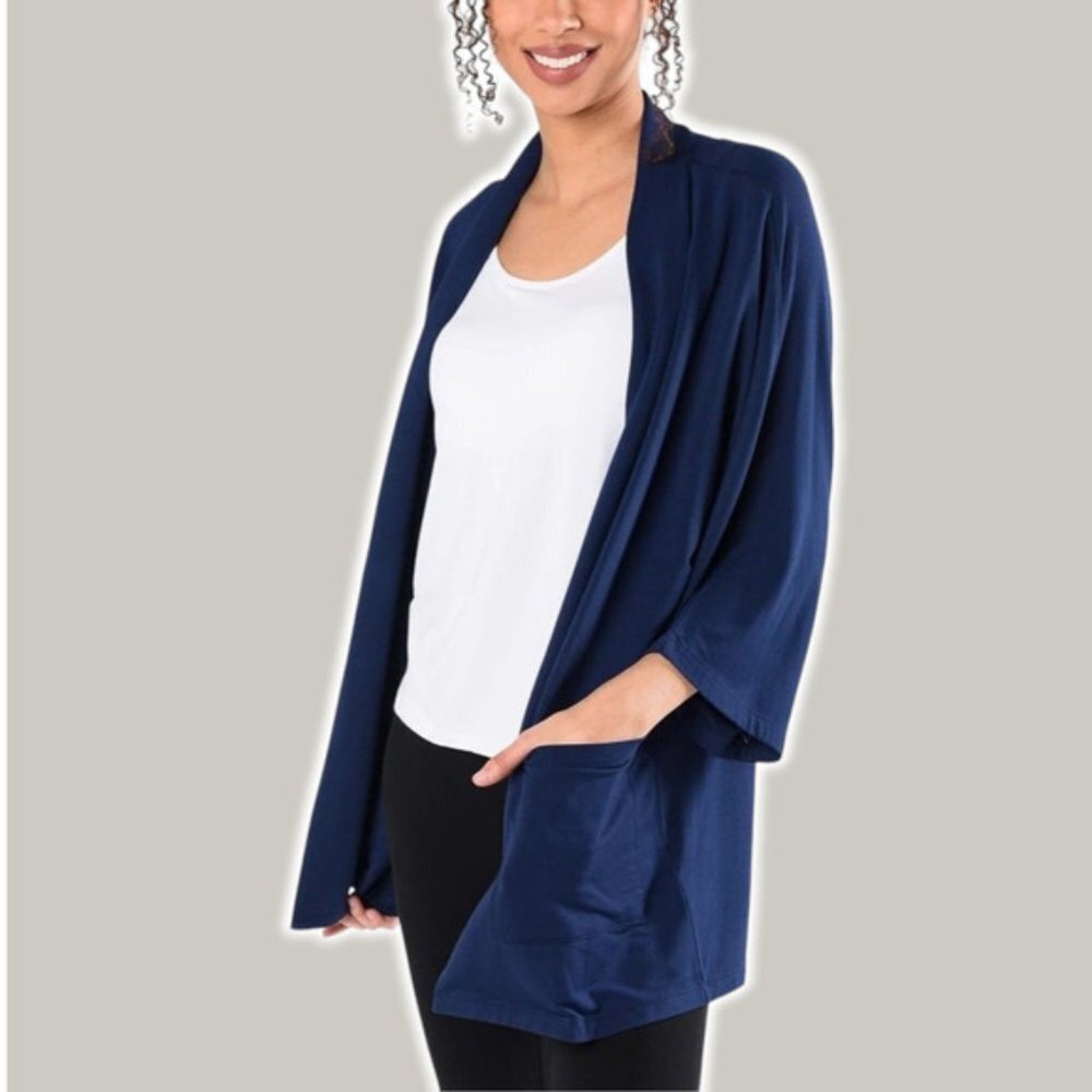 NWT DR2 Open Front Duster Sz Medium Blue